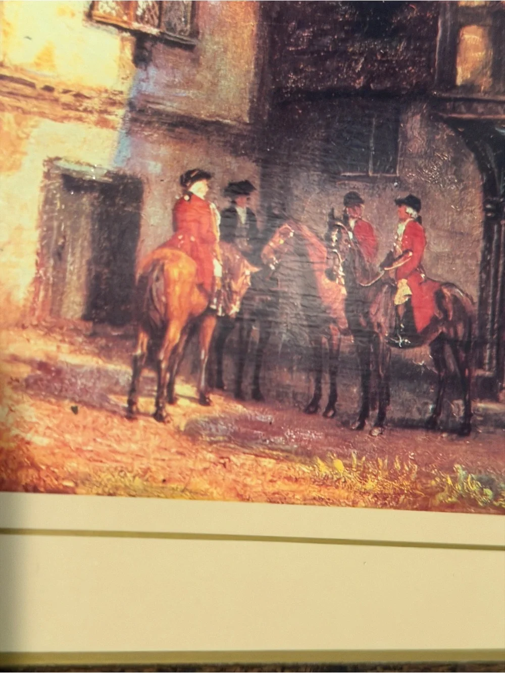 Vintage Equestrian Horse Foxhunt Scene British Cork Placemat set 6